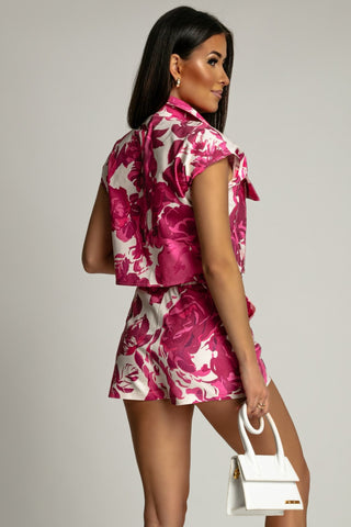 LaBalancia - Komplet AWEO - Róże fuksja na beżu - Hurtownia Odzieży Damskiej - POSLKA Produkcja i Sprzedaż Hurtowa - LaBalancia