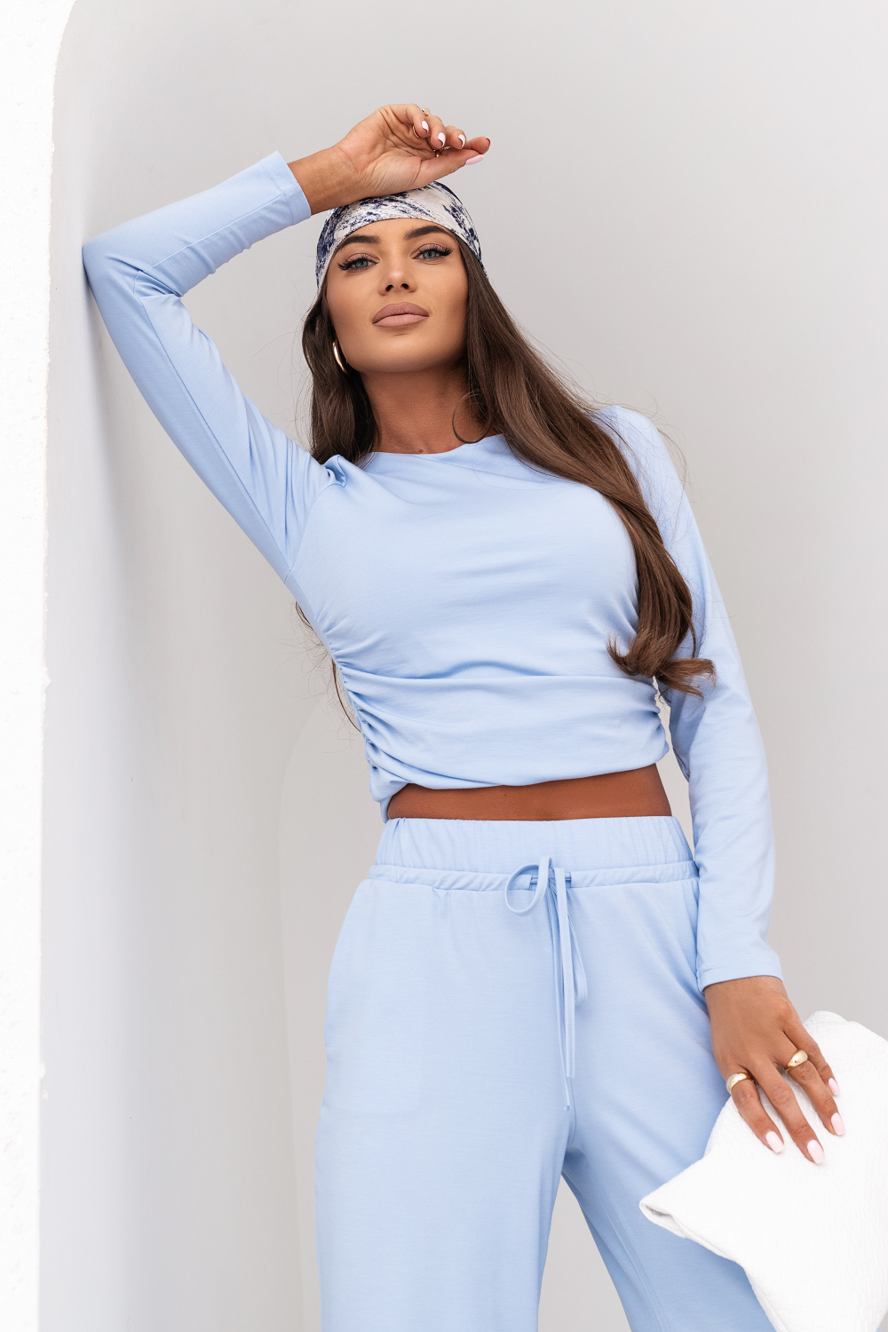 LaBalancia - Komplet SHIRA długi rękaw - Błękitny - Hurtownia Odzieży Damskiej - POSLKA Produkcja i Sprzedaż Hurtowa - LaBalancia