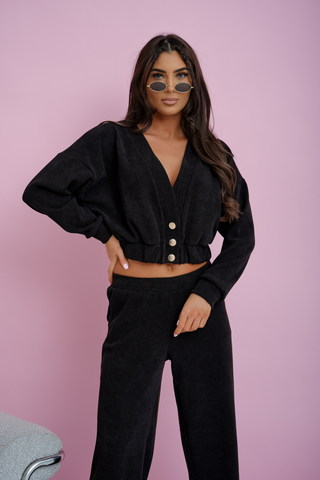 LaBalancia - Komplet MEGGI sztruks - Czarny - Hurtownia Odzieży Damskiej - POSLKA Produkcja i Sprzedaż Hurtowa - LaBalancia