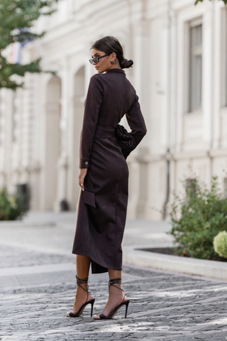 LaBalancia - Sukienka ILYA - Brąz - Hurtownia Odzieży Damskiej - POSLKA Produkcja i Sprzedaż Hurtowa - LaBalancia