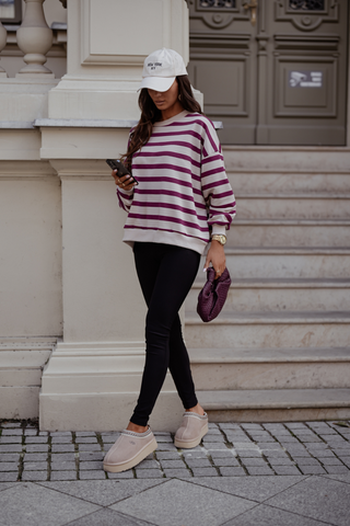 LaBalancia - Bluza STREL pasy - beż i bordo - Hurtownia Odzieży Damskiej - POSLKA Produkcja i Sprzedaż Hurtowa - LaBalancia