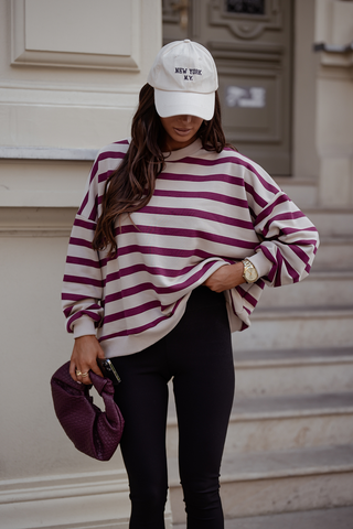 LaBalancia - Bluza STREL pasy - beż i bordo - Hurtownia Odzieży Damskiej - POSLKA Produkcja i Sprzedaż Hurtowa - LaBalancia