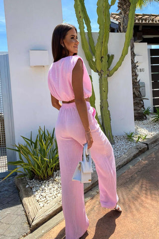 LaBalancia - Komplet muślinowy NICOL - Róż - Hurtownia Odzieży Damskiej - POSLKA Produkcja i Sprzedaż Hurtowa - LaBalancia