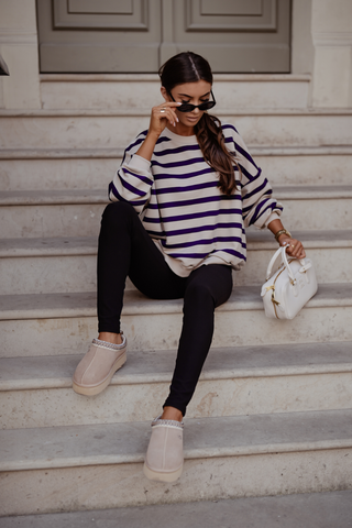 LaBalancia - Bluza STREL pasy - beż i granat - Hurtownia Odzieży Damskiej - POSLKA Produkcja i Sprzedaż Hurtowa - LaBalancia