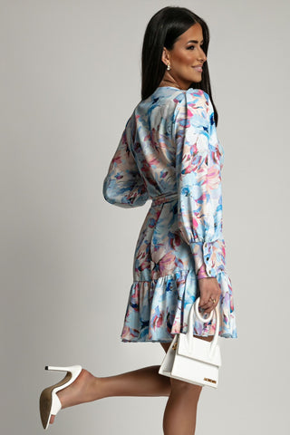 La Balancia | Hurtownia Odzieży Damskiej - Sukienka "ANNA" krótka - wzór niebieskie kwiaty - Hurtownia Odzieży Damskiej - POSLKA Produkcja i Sprzedaż Hurtowa - La Balancia | Hurtownia Odzieży Damskiej