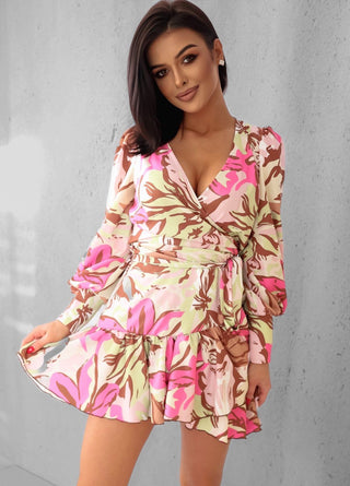 LaBalancia - Sukienka "ANNA" Różowo Zielona - Hurtownia Odzieży Damskiej - POSLKA Produkcja i Sprzedaż Hurtowa - LaBalancia