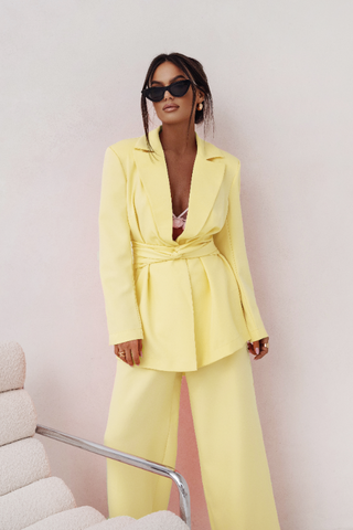 LaBalancia - Garnitur EMMA - Żółty - Hurtownia Odzieży Damskiej - POSLKA Produkcja i Sprzedaż Hurtowa - LaBalancia