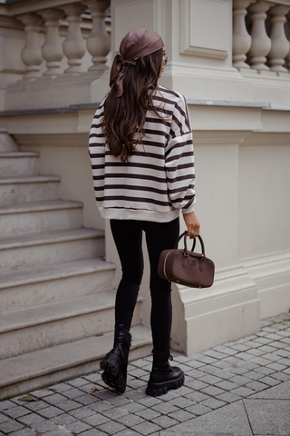 LaBalancia - Bluza STREL pasy - beż i brąz - Hurtownia Odzieży Damskiej - POSLKA Produkcja i Sprzedaż Hurtowa - LaBalancia