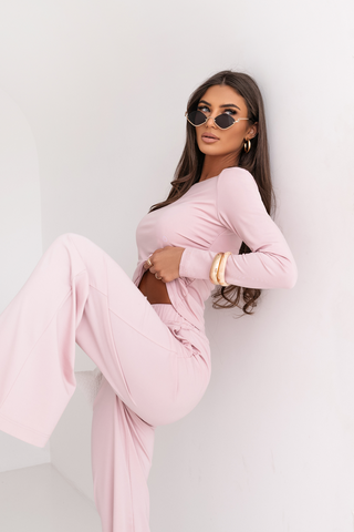 LaBalancia - Komplet SHIRA długi rękaw - Jasny róż - Hurtownia Odzieży Damskiej - POSLKA Produkcja i Sprzedaż Hurtowa - LaBalancia