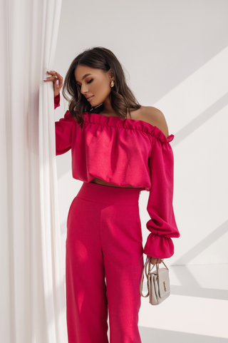 LaBalancia - Komplet lniany MIA - Róż - Hurtownia Odzieży Damskiej - POSLKA Produkcja i Sprzedaż Hurtowa - LaBalancia