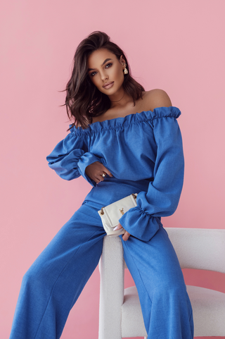 LaBalancia - Komplet lniany MIA - Atrament - Hurtownia Odzieży Damskiej - POSLKA Produkcja i Sprzedaż Hurtowa - LaBalancia