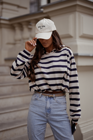 LaBalancia - Bluza ERITH pasy - beż i granat - Hurtownia Odzieży Damskiej - POSLKA Produkcja i Sprzedaż Hurtowa - LaBalancia