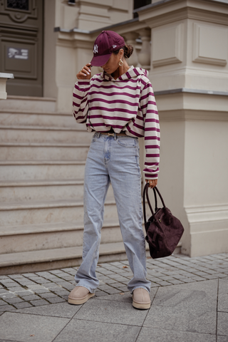 LaBalancia - Bluza ERITH pasy - beż i bordo - Hurtownia Odzieży Damskiej - POSLKA Produkcja i Sprzedaż Hurtowa - LaBalancia