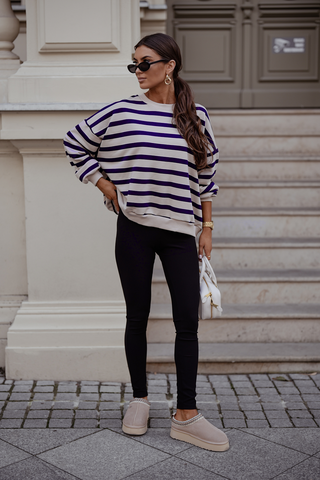 LaBalancia - Bluza STREL pasy - beż i granat - Hurtownia Odzieży Damskiej - POSLKA Produkcja i Sprzedaż Hurtowa - LaBalancia