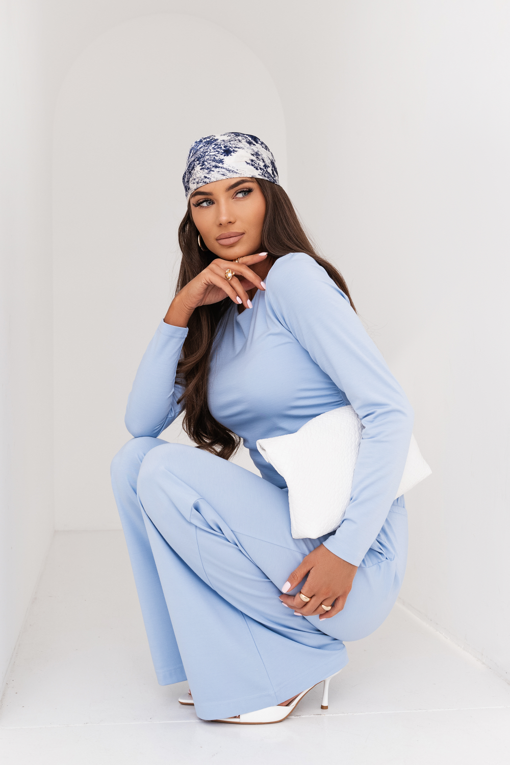 LaBalancia - Komplet SHIRA długi rękaw - Błękitny - Hurtownia Odzieży Damskiej - POSLKA Produkcja i Sprzedaż Hurtowa - LaBalancia