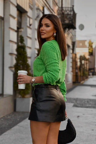 LaBalancia - Sweterek falbanka - Zielony - Hurtownia Odzieży Damskiej - POSLKA Produkcja i Sprzedaż Hurtowa - LaBalancia