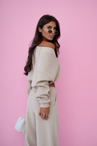 LaBalancia - Komplet MEGGI sztruks - Beż - Hurtownia Odzieży Damskiej - POSLKA Produkcja i Sprzedaż Hurtowa - LaBalancia